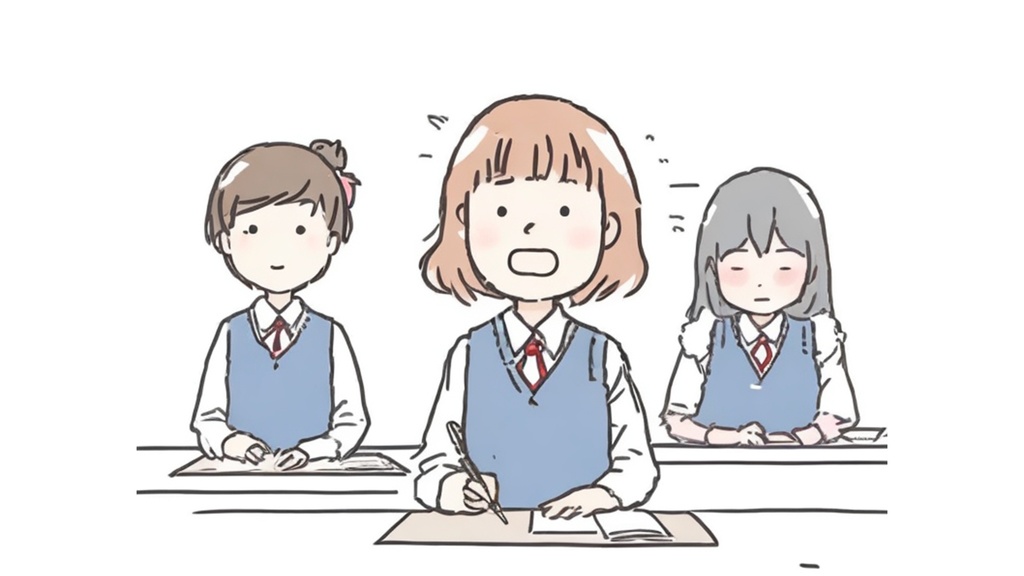 授業を受ける女子学生のイラスト