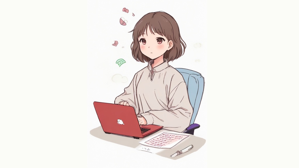 ノートパソコンを使う女性