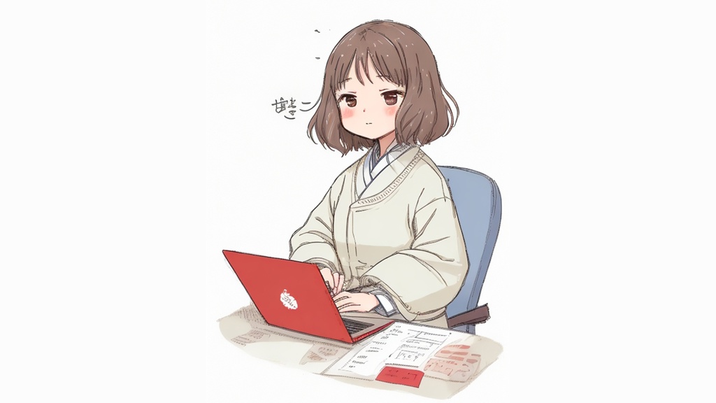 ノートパソコンを使う女性