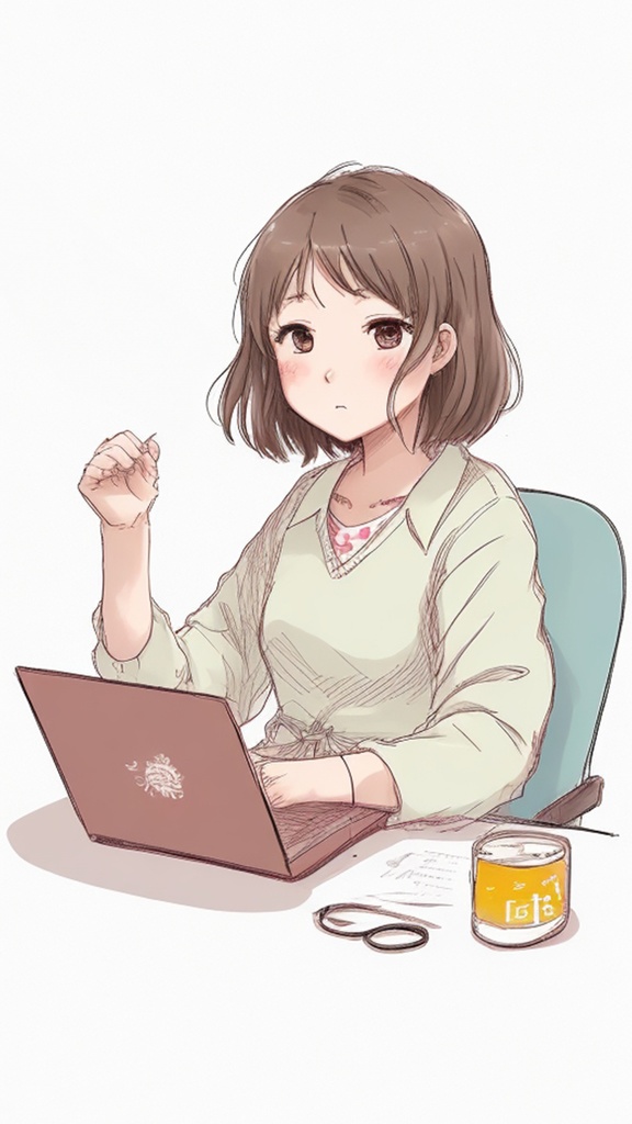 ノートパソコンを使う女性