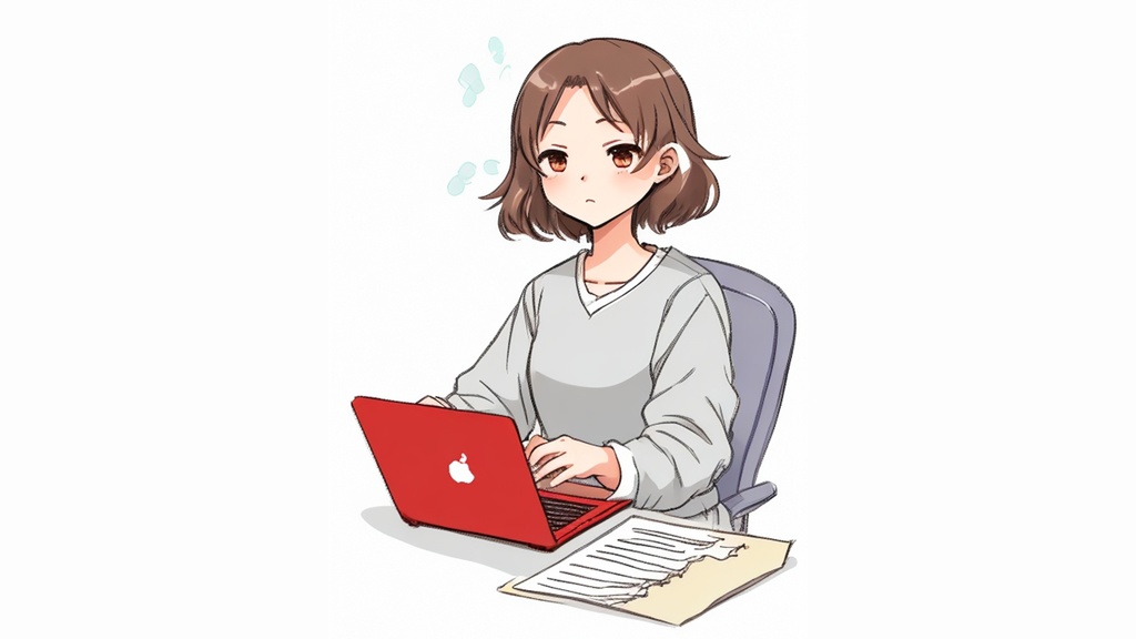 ノートパソコンを使う女性