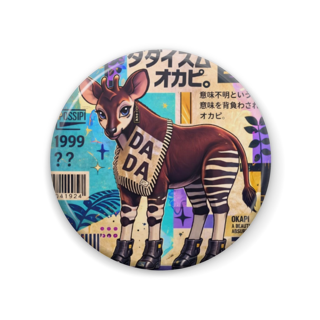 奇獣「ダダイズムオカピ」缶バッジ