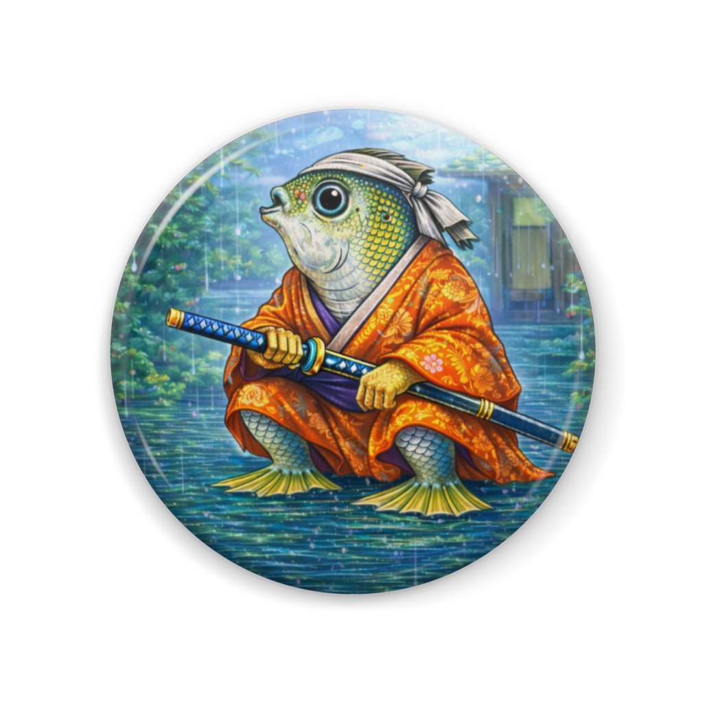 奇獣「ママカリ野良侍」缶バッジ