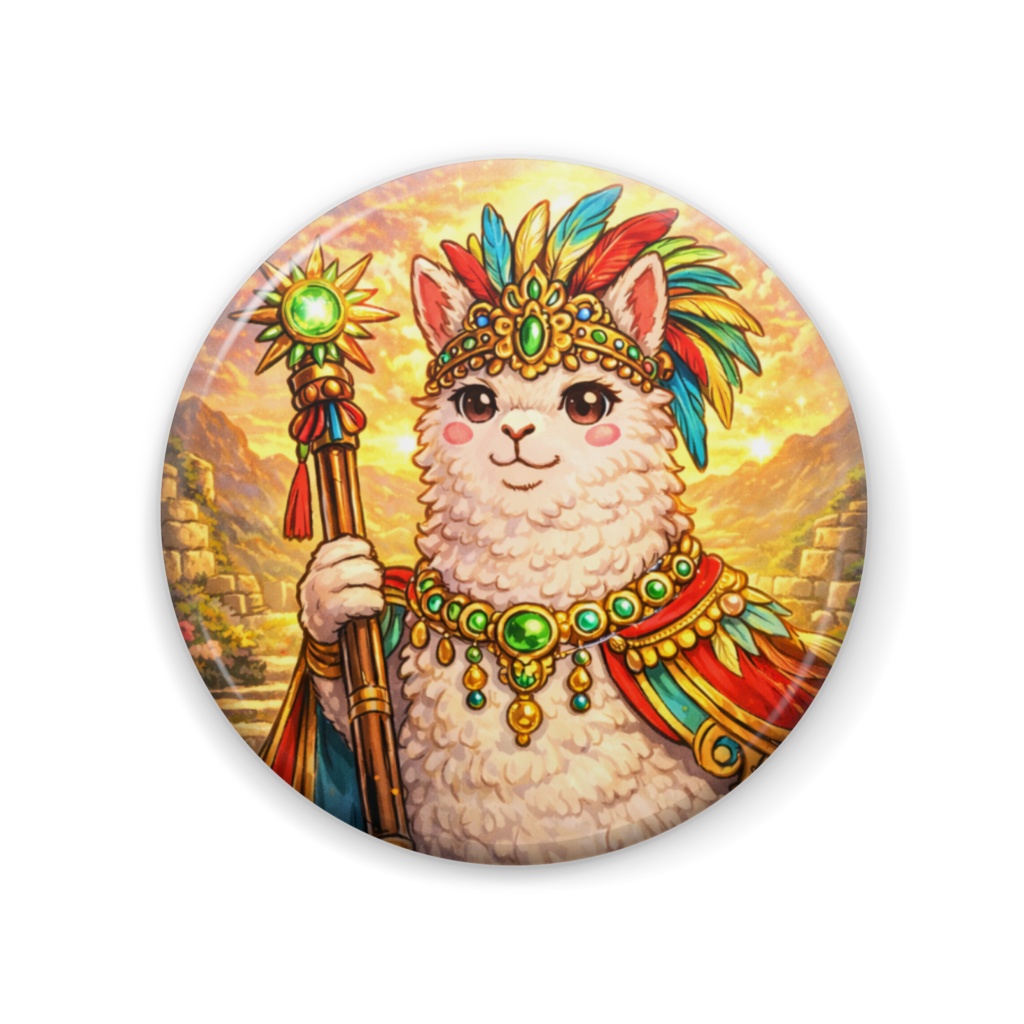 奇獣「インカ帝国アルパカ王」缶バッジ