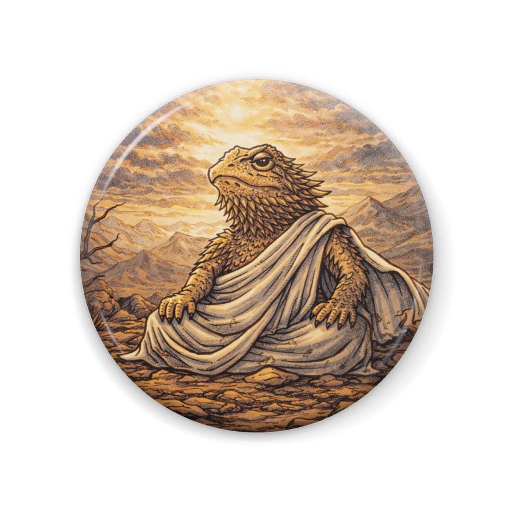 奇獣「老荘思想フトアゴヒゲトカゲ」缶バッジ