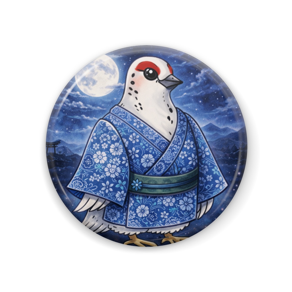 奇獣「浴衣ライチョウ」缶バッジ