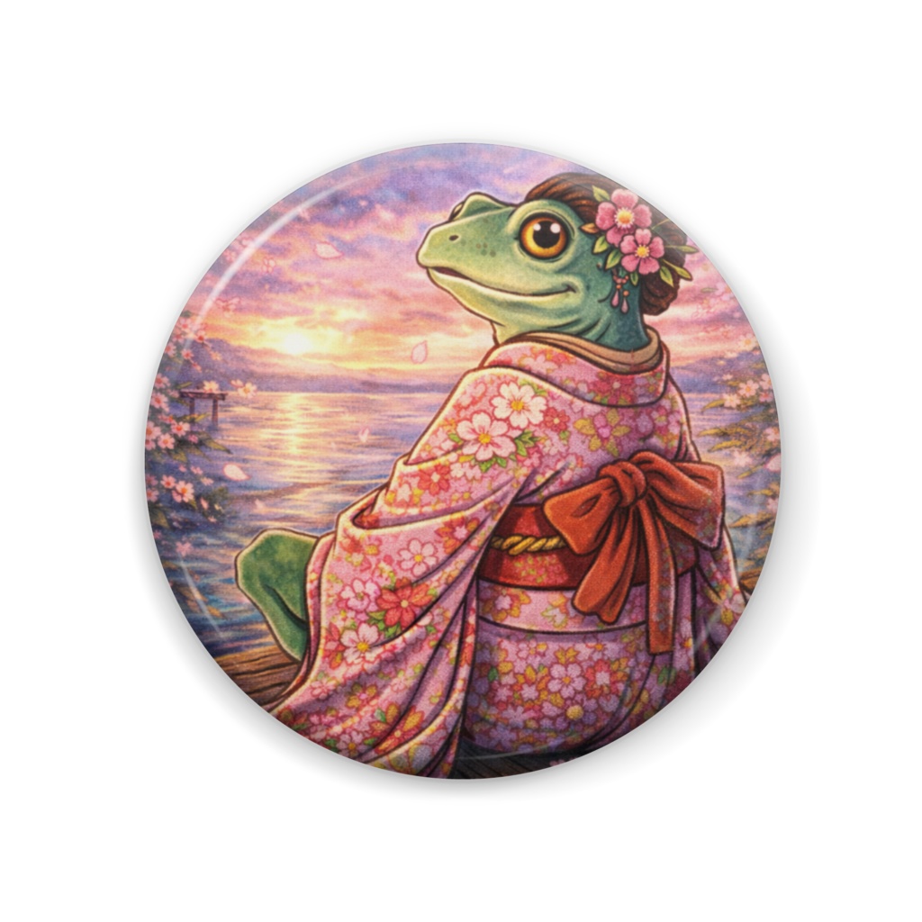 奇獣「見返り美人ガエル」缶バッジ