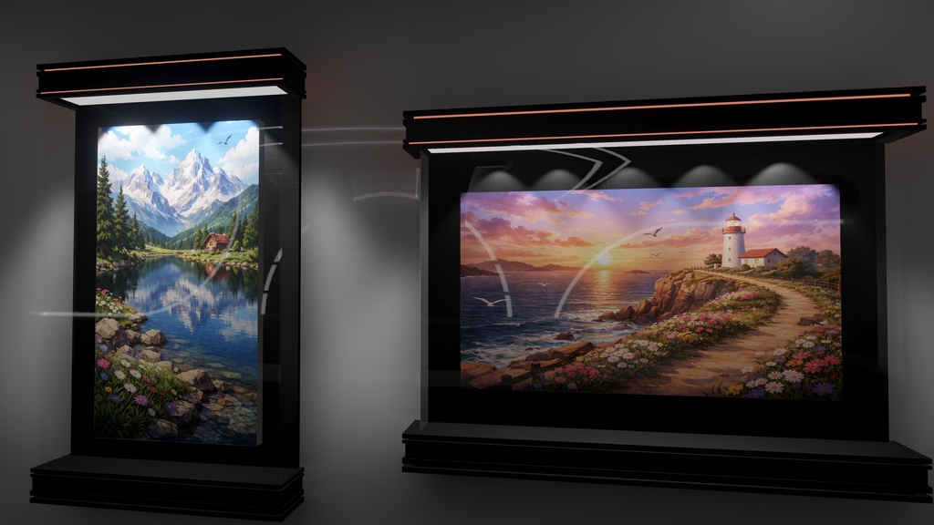 【VRChat想定】イラストとか写真を飾れるショーケース