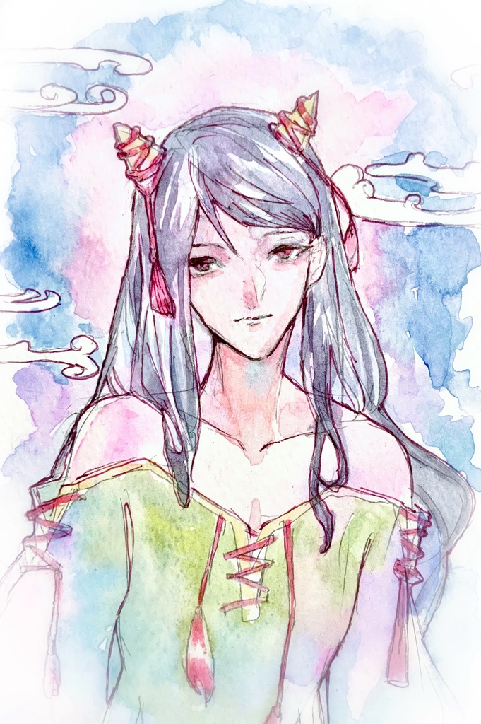 【東方獣王園】日白残無 水彩イラスト