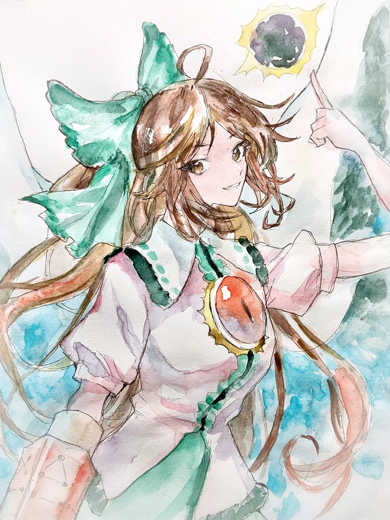 【東方地霊殿】霊烏路空 水彩イラスト