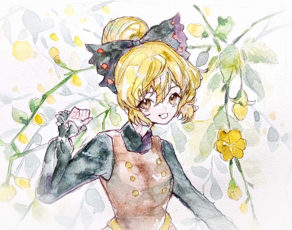 【東方地霊殿】黒谷ヤマメ 水彩イラスト