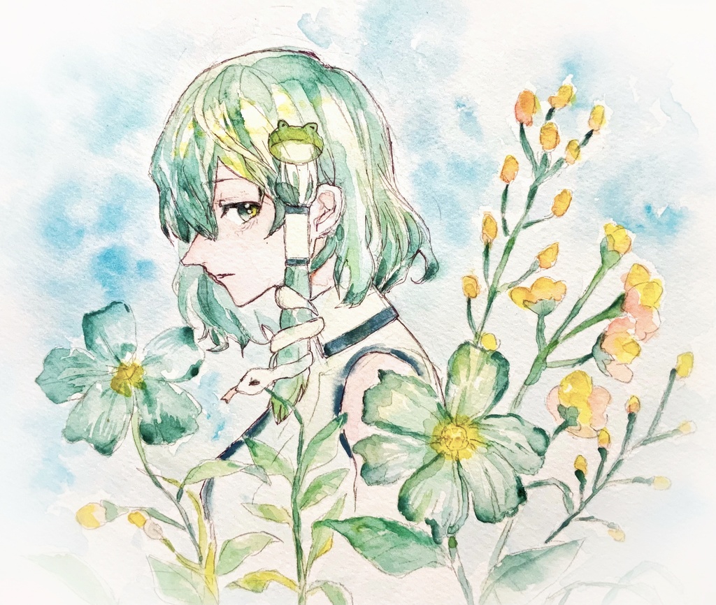 【東方風神録】東風谷早苗 水彩イラスト