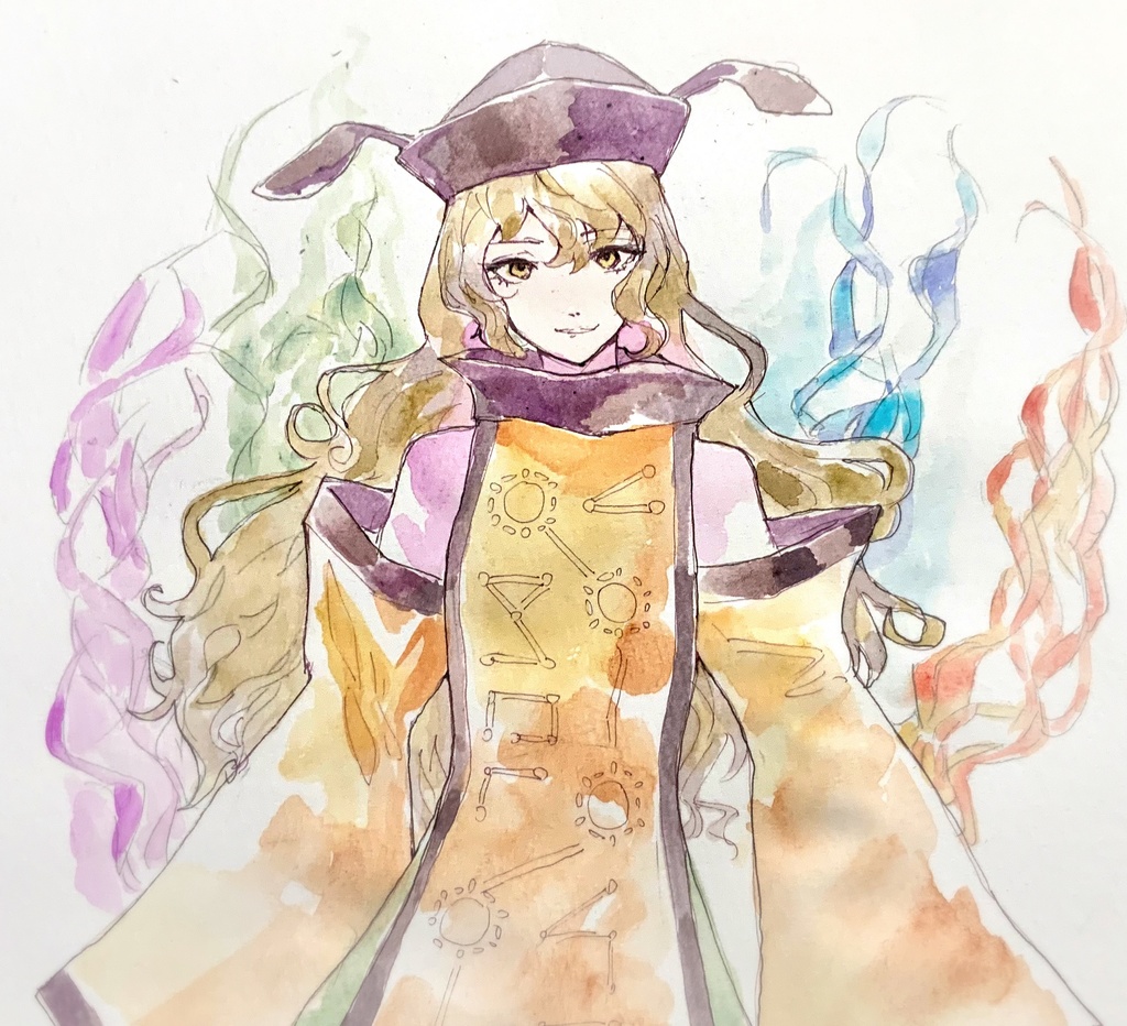 【東方】摩多羅隠岐奈 水彩イラスト