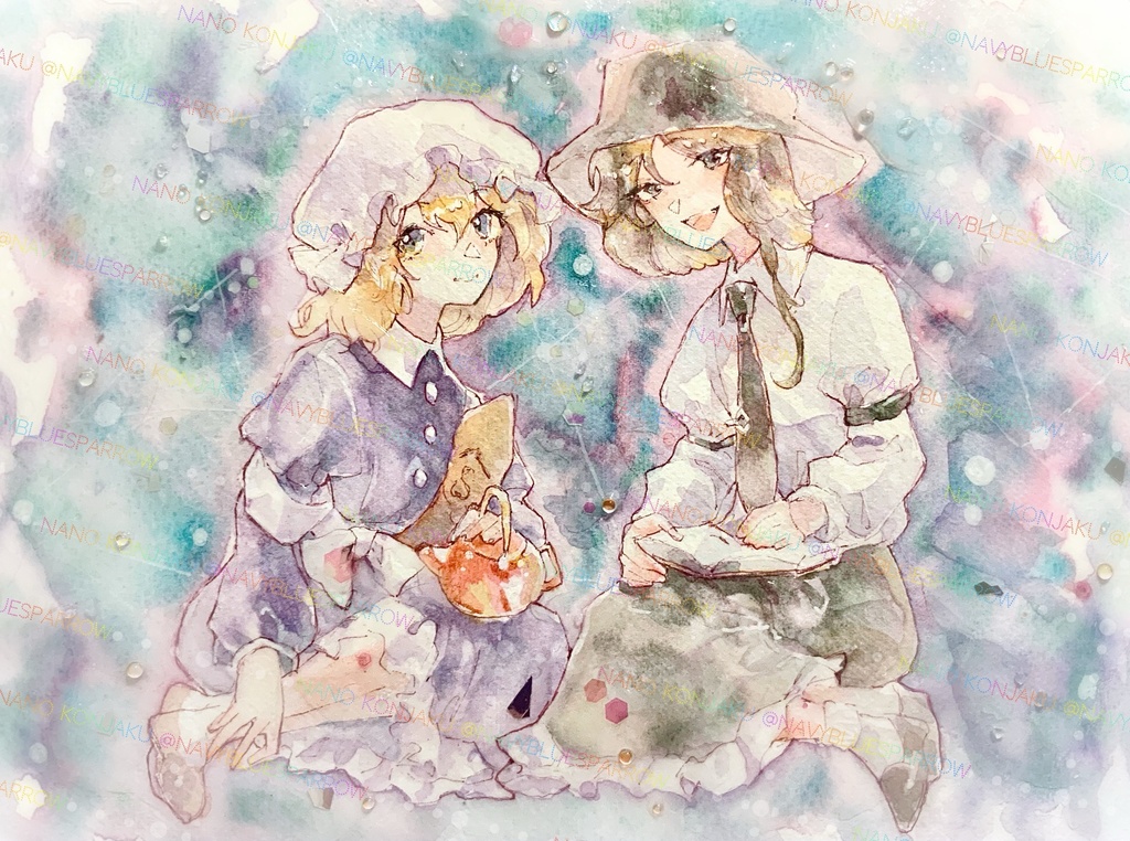 【東方】秘封倶楽部 水彩イラスト