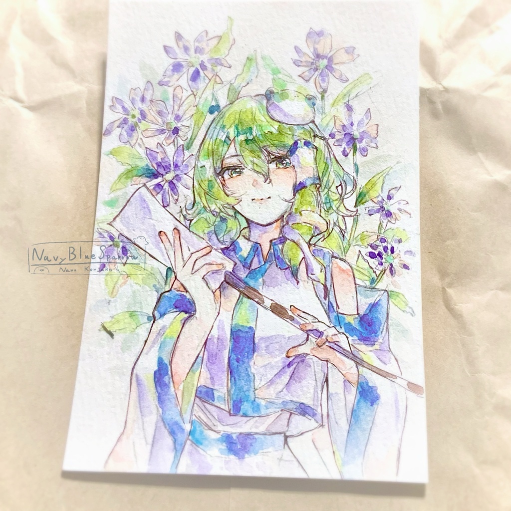 【東方風神録】東風谷早苗 水彩イラスト