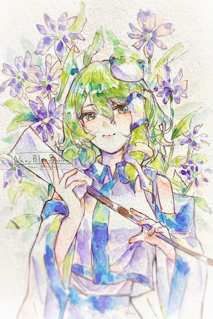 【東方風神録】東風谷早苗 水彩イラスト