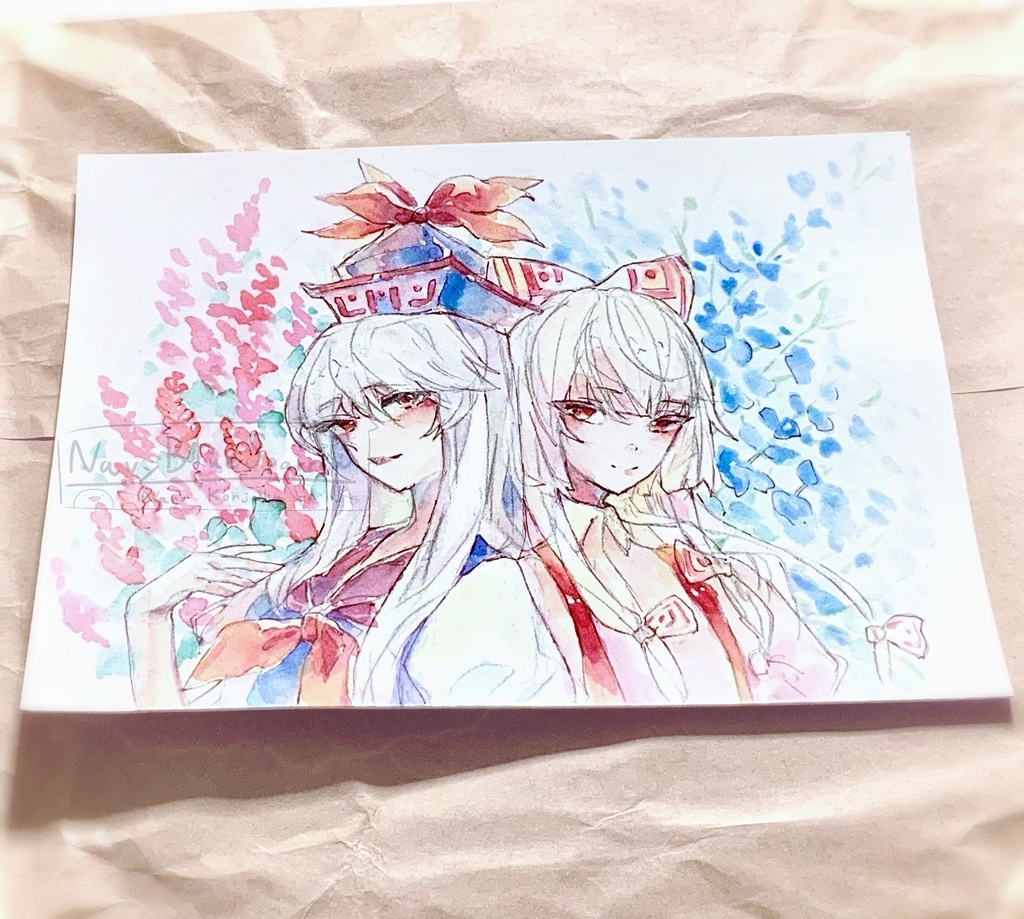 【東方永夜抄】上白沢慧音 藤原妹紅 水彩イラスト