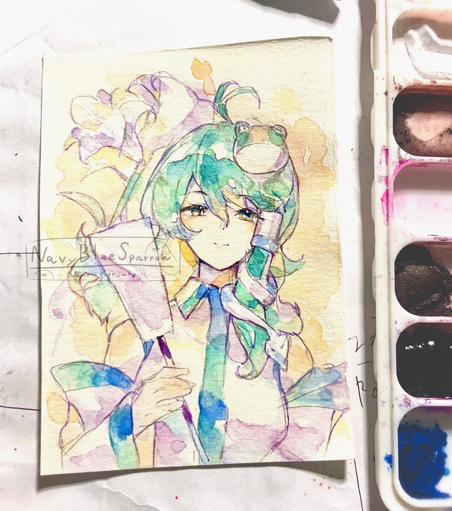 【東方風神録】東風谷早苗 水彩イラスト