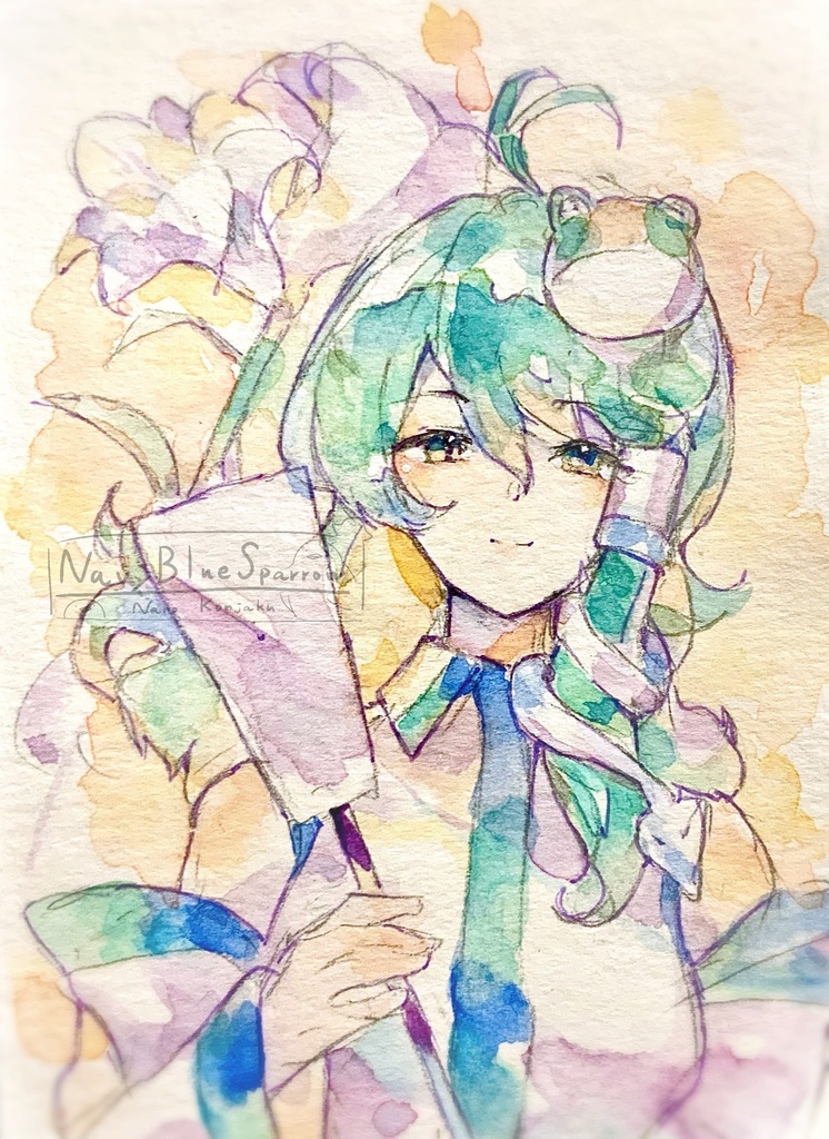 【東方風神録】東風谷早苗 水彩イラスト