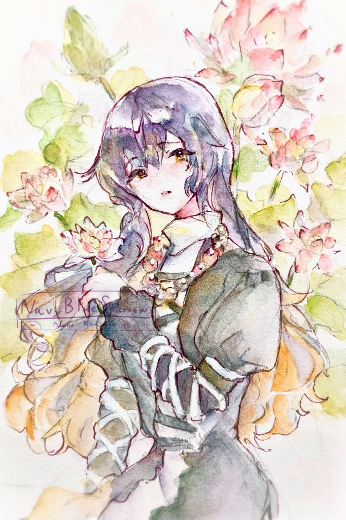 【東方星蓮船】聖白蓮 水彩イラスト