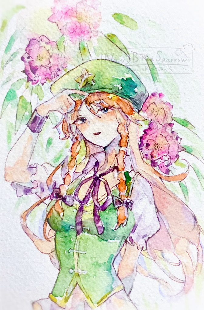 【東方紅魔郷】紅美鈴 水彩イラスト