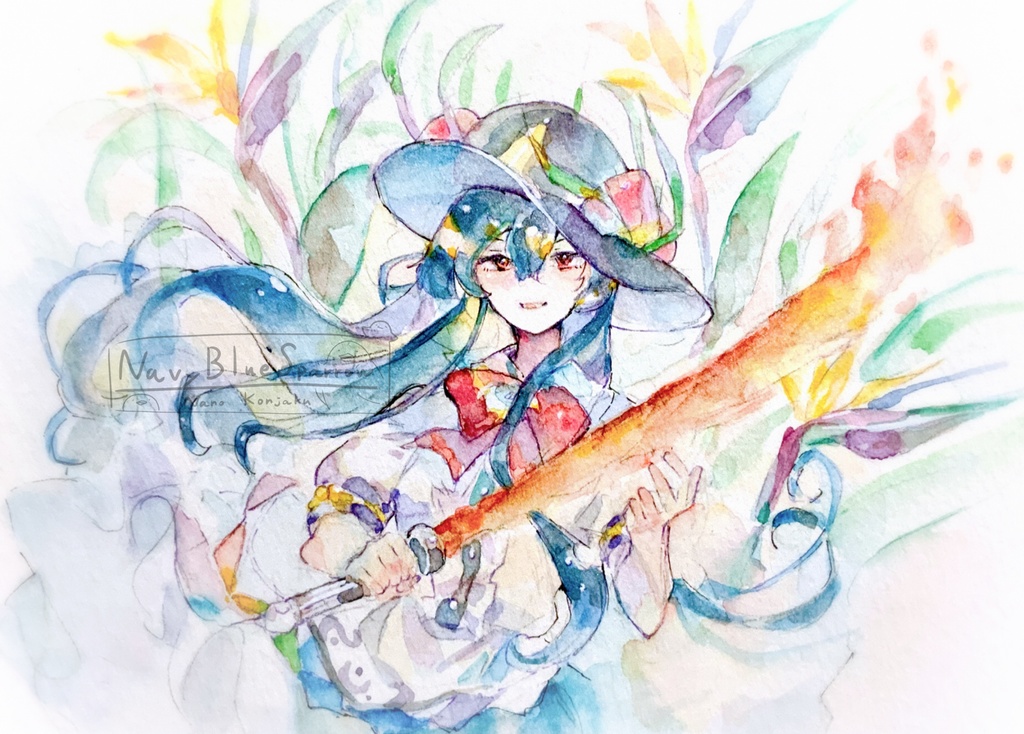 【東方緋想天】比那名居天子 水彩イラスト