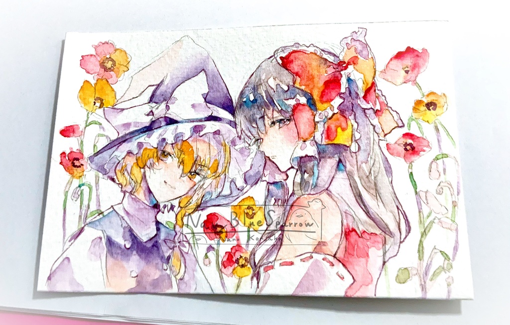 【東方】博麗霊夢 霧雨魔理沙 水彩イラスト原画