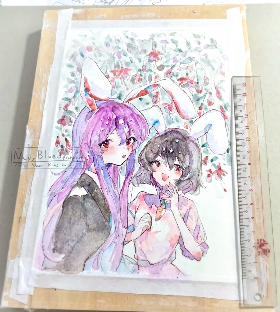 【東方永夜抄】鈴仙・優曇華院・イナバ 因幡てゐ 水彩イラスト