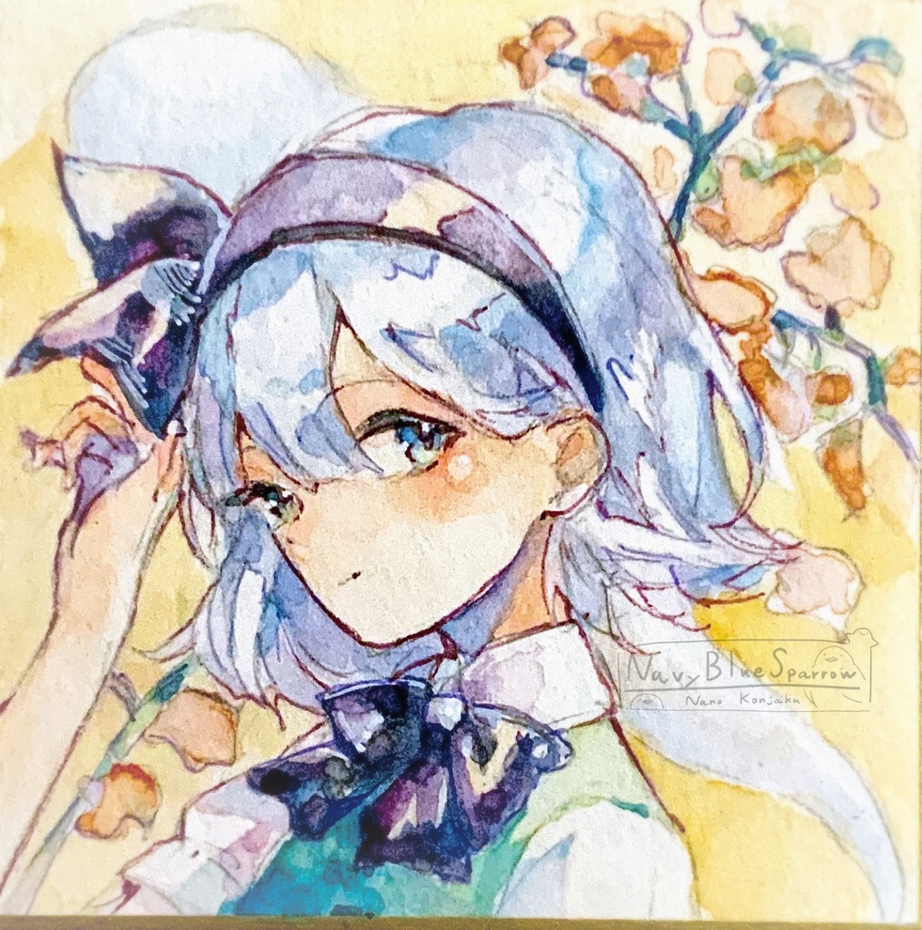 【東方妖々夢】魂魄妖夢 水彩イラスト色紙