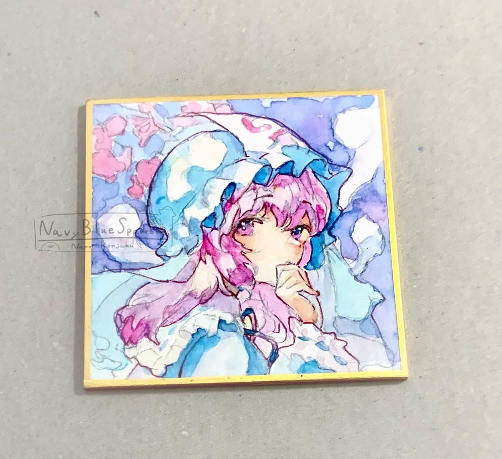 【東方妖々夢】西行寺幽々子 水彩イラスト色紙