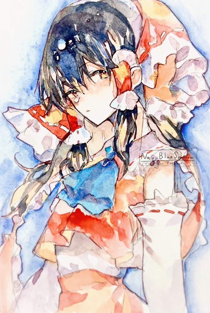 【東方】博麗霊夢 水彩イラスト