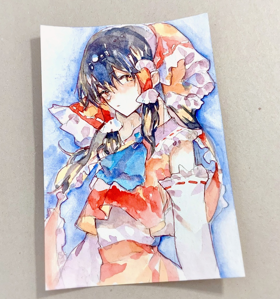 【東方】博麗霊夢 水彩イラスト