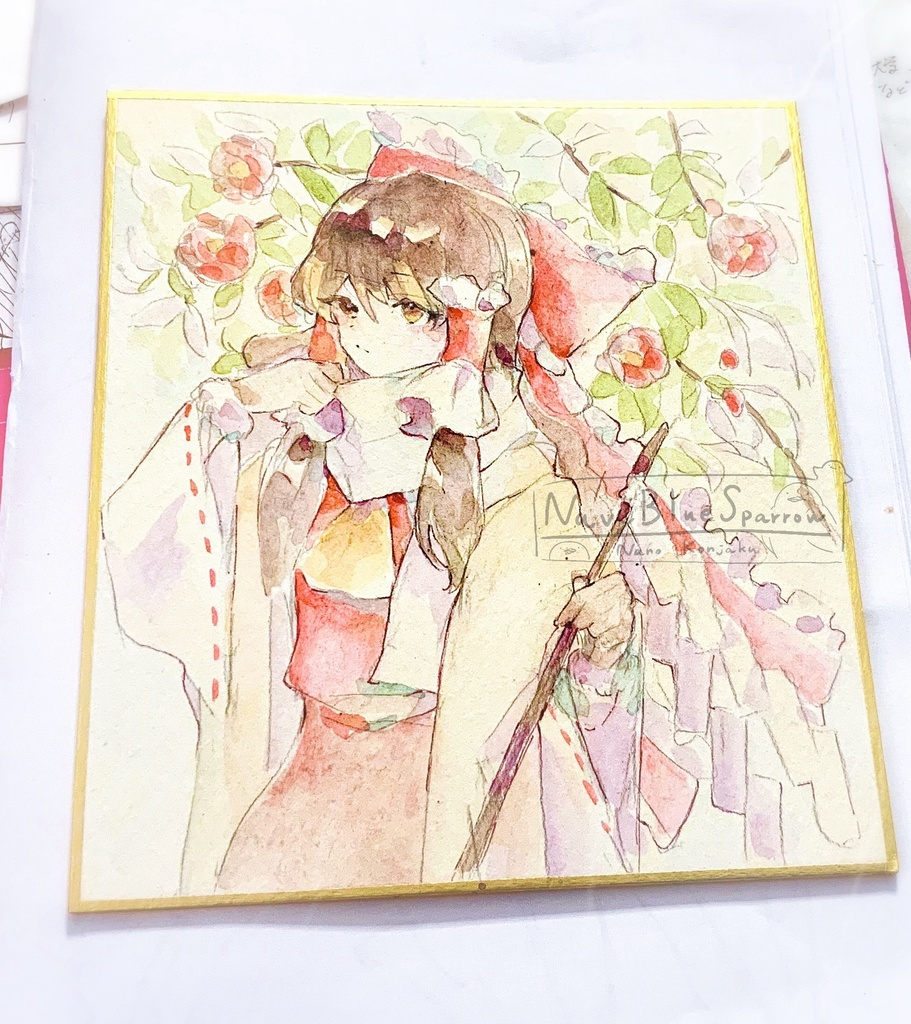 【東方】博麗霊夢 水彩イラスト色紙