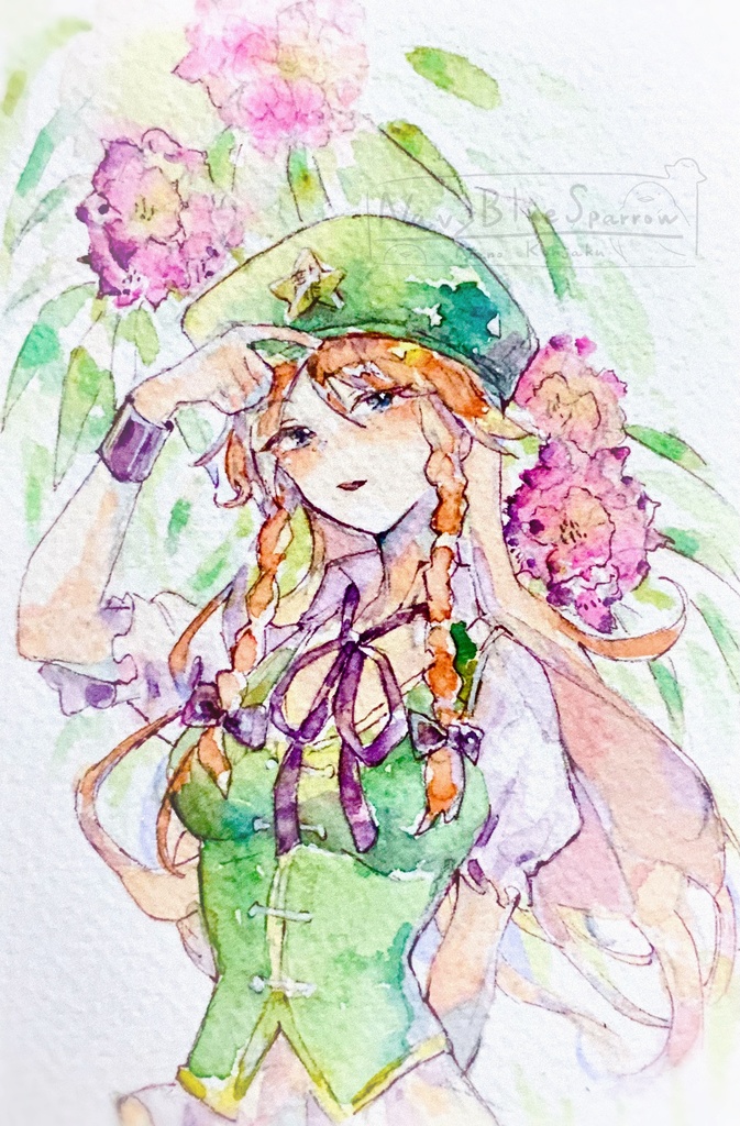 【東方紅魔郷】紅美鈴 水彩イラスト