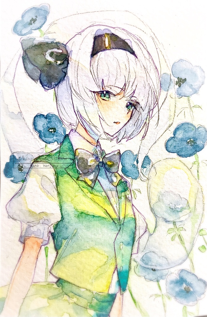 【東方妖々夢】魂魄妖夢 水彩イラスト
