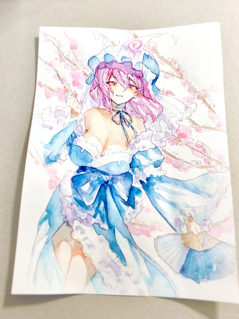 【東方妖々夢】西行寺幽々子 水彩イラスト