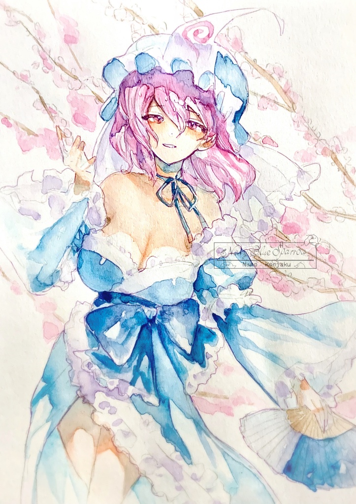 【東方妖々夢】西行寺幽々子 水彩イラスト