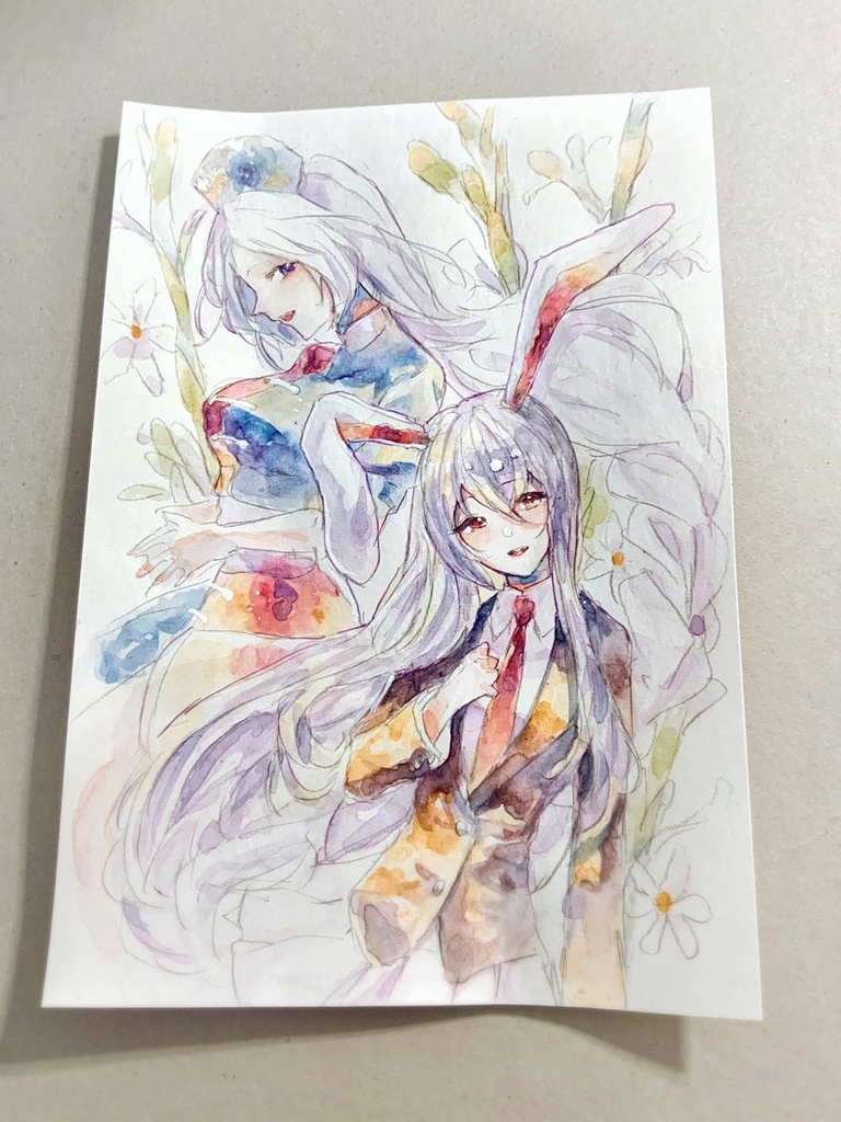 【東方永夜抄】八意永琳 / 鈴仙・優曇華院・イナバ 水彩イラスト