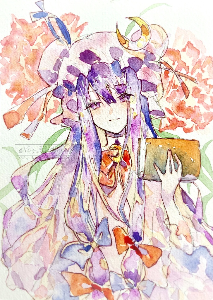 【東方紅魔郷】パチュリー・ノーレッジ 水彩イラスト