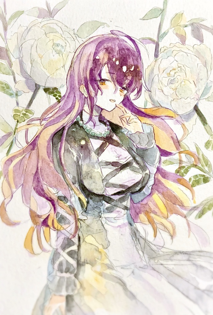 【東方星蓮船】聖白蓮 水彩イラスト