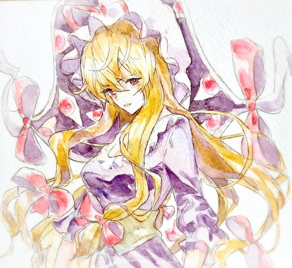 【東方妖々夢】八雲紫 水彩イラスト色紙
