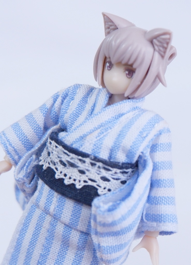 ハンドスケールプライムボディサイズ 浴衣 縞 水色