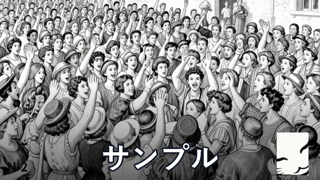 背景素材・群衆(線画)