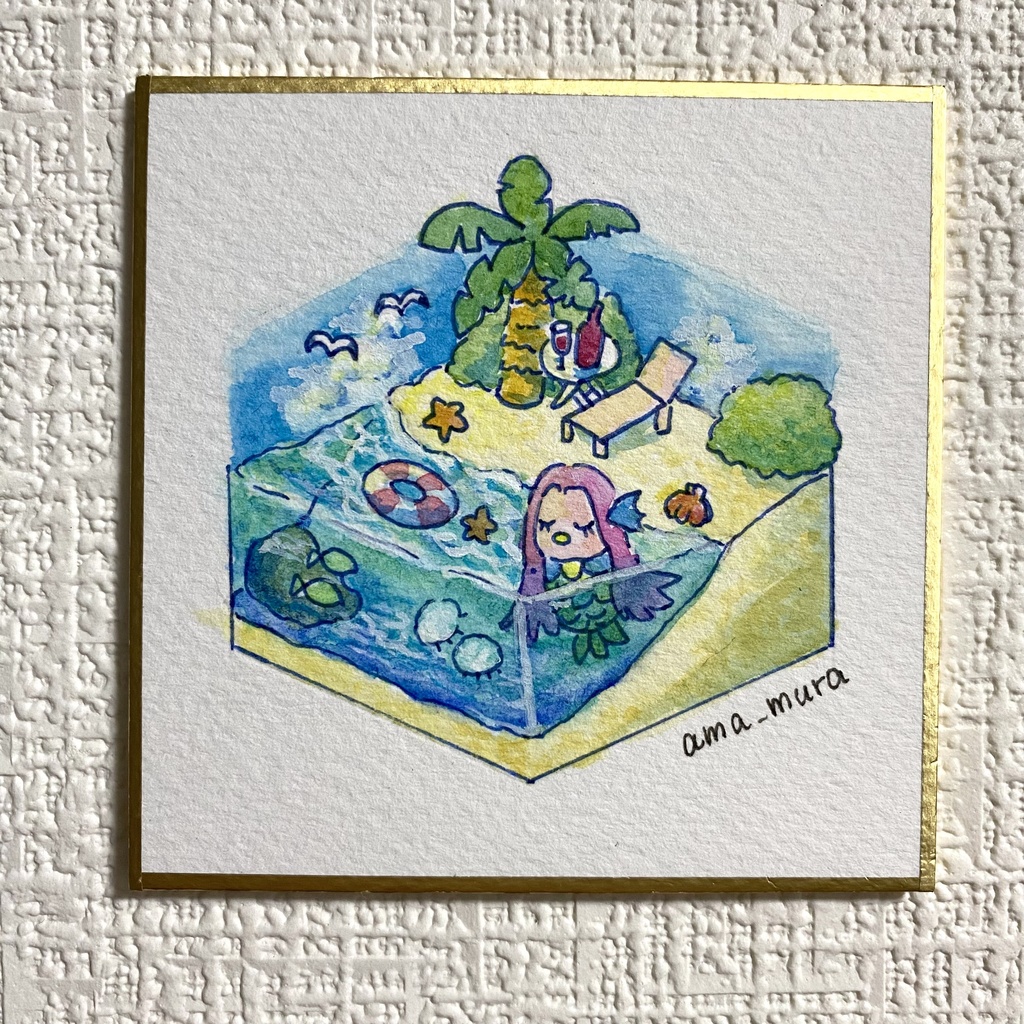 【ミニ原画】アマビエのバカンス