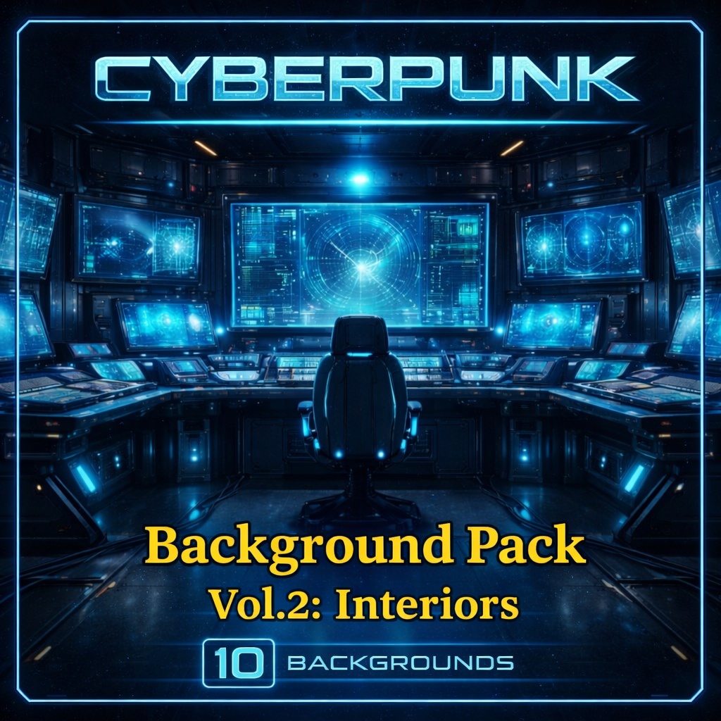Cyberpunk Background Pack Vol.2: Interiors【10 Images / 3:2】