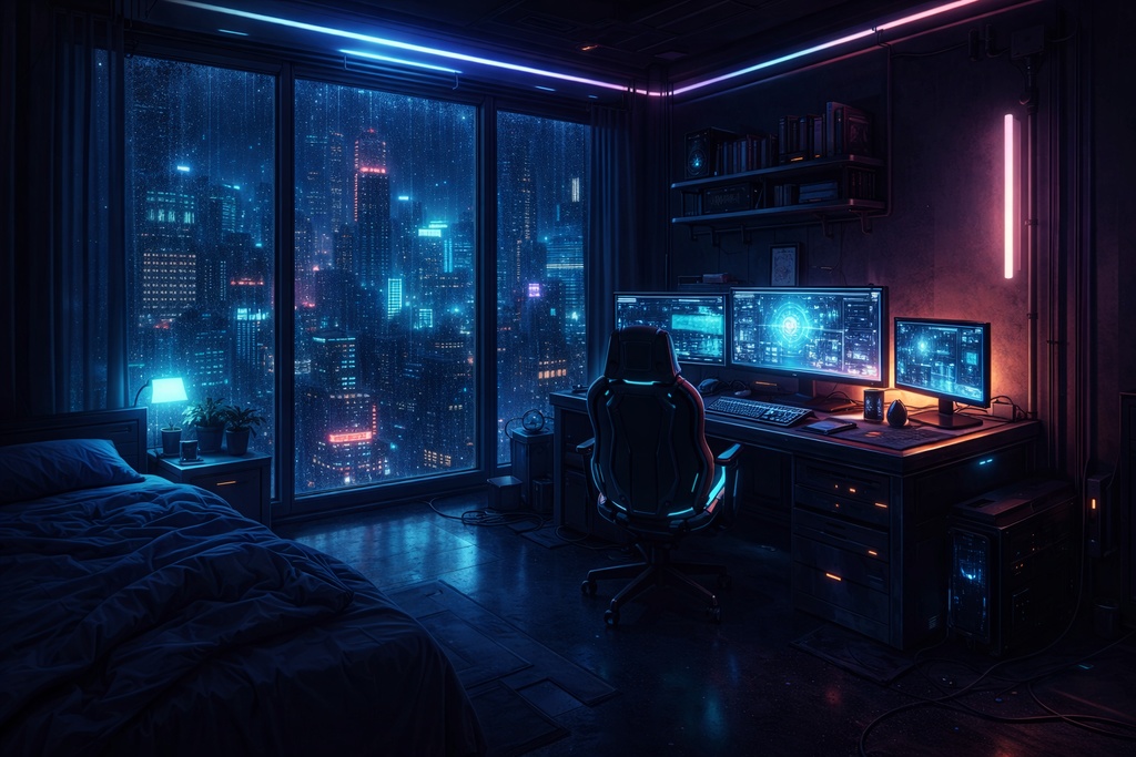 Cyberpunk Background Pack Vol.2: Interiors【10 Images / 3:2】