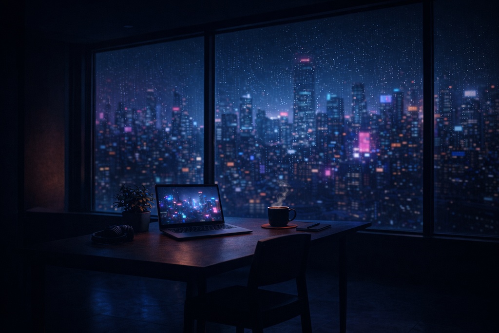Cyberpunk Background Pack Vol.4: Lo-fi Workspace【10 Images / 3:2】