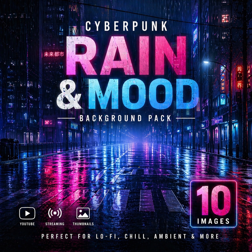 Cyberpunk Background Pack Vol.5: Rain & Mood【10 Images / 3:2】