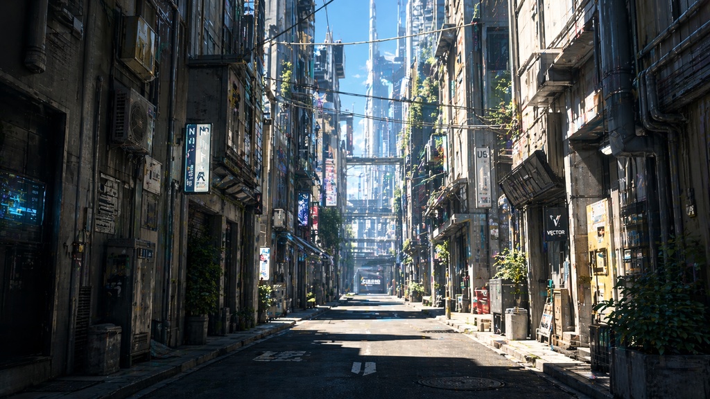 Cyberpunk Background Pack Vol.7: Daylight【10 Images / 16:9】