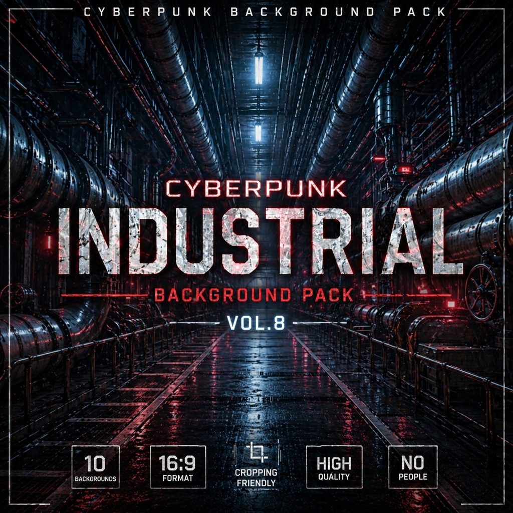 Cyberpunk Background Pack Vol.8: Industrial【10 Images / 16:9】